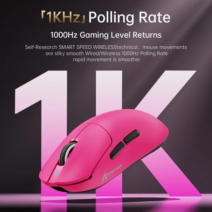 Attack Shark X8 Plus Tri-mode Wireless Gaming Mouse, Berry Red, USB/Bluetooth
