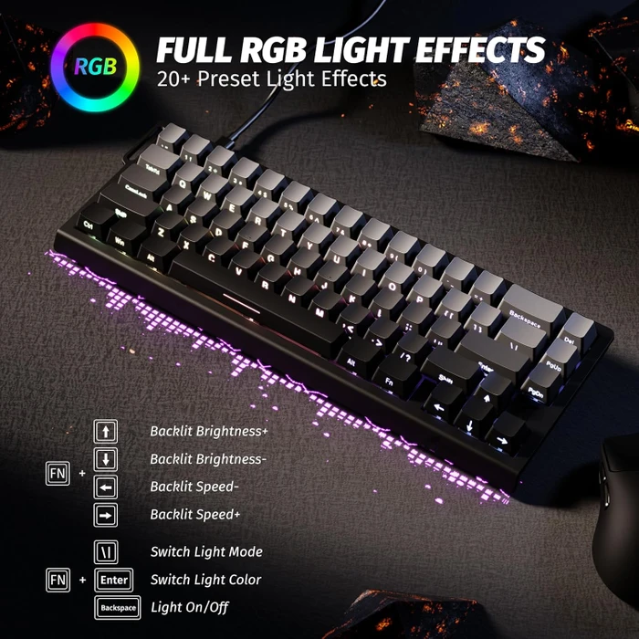 Attack Shark X68 HE Rapid Trigger Keyboard, Mondnacht, LEDs RGB, Outemu White Jade Magnetic, USB, US