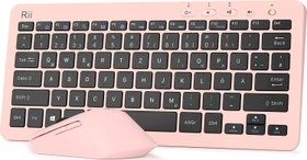 Riitek Rii RKM709 Wireless Keyboard and Mouse Combo, rosa, USB, DE
