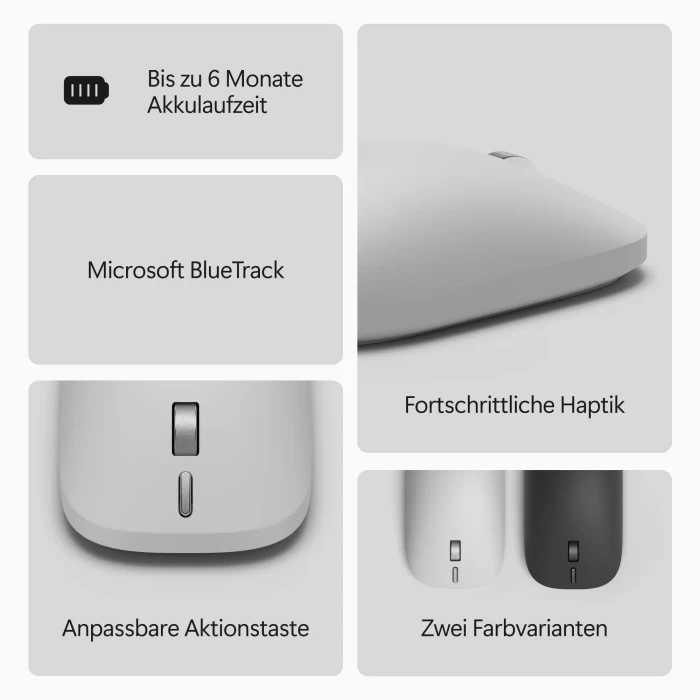 Microsoft Surface Mouse 2. Edition, platin, Bluetooth
