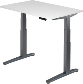 Hammerbacher Ergonomic Aktiv XBHM12 elektrisch höhenverstellbarer Sitz-Steh-Schreibtisch 120x80cm weiß/graphit