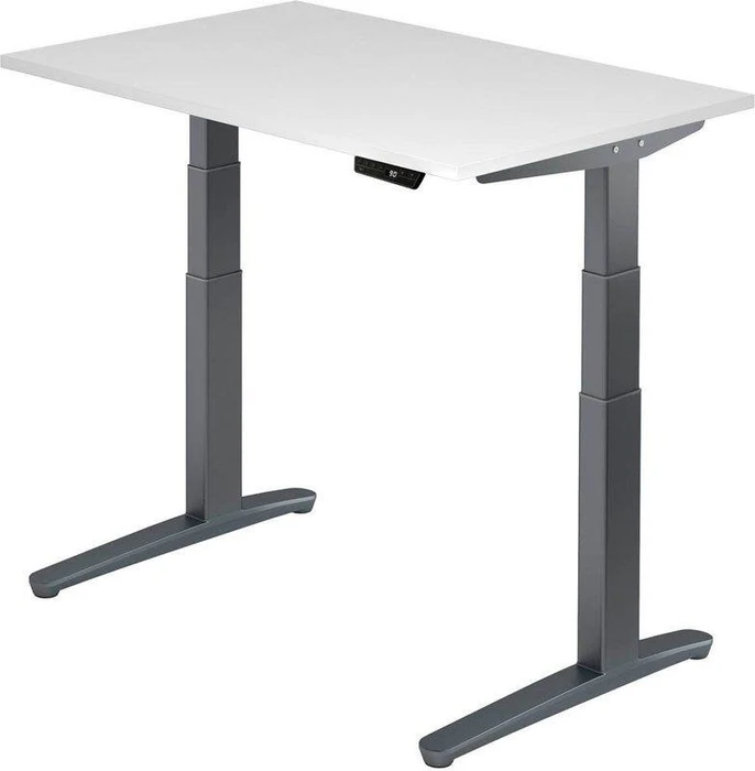 Hammerbacher Ergonomic Aktiv XBHM12 elektrisch höhenverstellbarer Sitz-Steh-Schreibtisch 120x80cm weiß/graphit