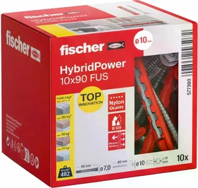 fischer HybridPower 10x90 FUS Schrauben/Dübel-Sortiment, 10 Stück