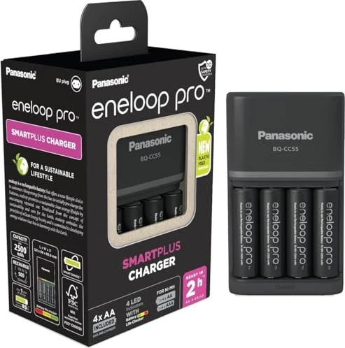 Panasonic eneloop Smartplus Charger BQ CC55 + 4x eneloop AA 2500mAh