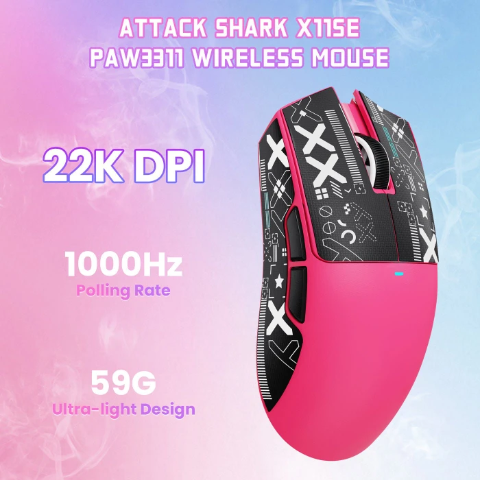 Attack Shark X11SE Wireless Gaming Mouse Berry Red, inkl. Grip Tape, USB/Bluetooth