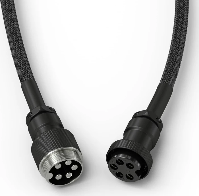 Glorious Premium Coiled Cable USB-C auf USB-A, vergoldet, Tastaturkabel (Spiral-Textilkabel), 1.37m, Phantom Black