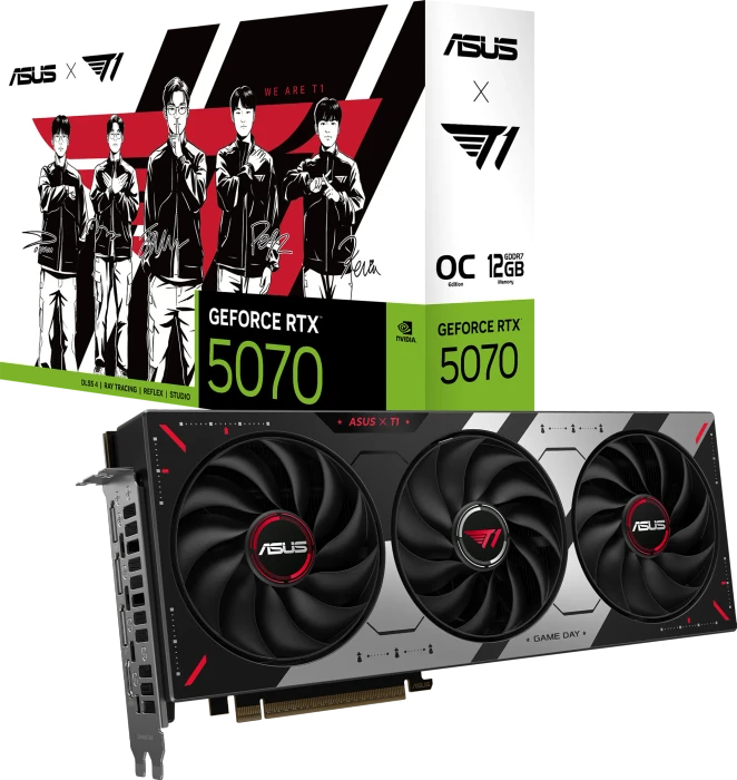 ASUS T1 GeForce RTX 5070 OC Edition, T1-RTX5070-O12G-GAMING, 12GB GDDR7, HDMI, 3x DP