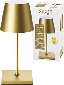 Sigor Nuindie mini USB-C Akku-Tischleuchte rund goldfarben