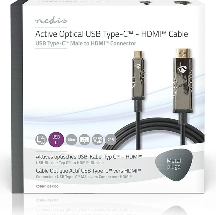 Nedis USB-C 3.1 [Stecker] auf HDMI [Stecker] 4K 60Hz Adapterkabel schwarz, 30m