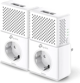 TP-Link Powerline AV1000 Passthrough Starter Kit V2.0, HomePlug AV2, 2x RJ-45, 2er-Pack