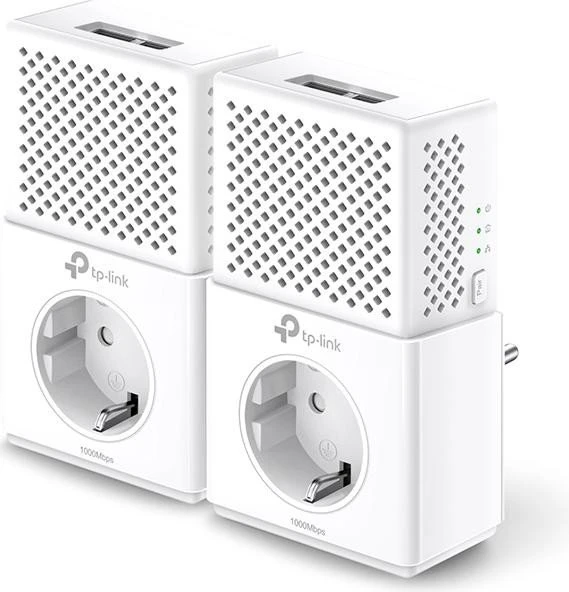 TP-Link Powerline AV1000 Passthrough Starter Kit V2.0, HomePlug AV2, 2x RJ-45, 2er-Pack