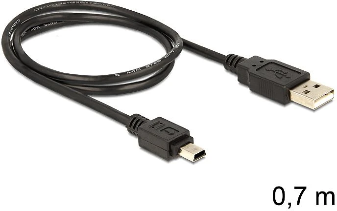 DeLOCK USB-A 2.0 auf USB 2.0 Mini-B Adapterkabel 5-polig, 0.7m