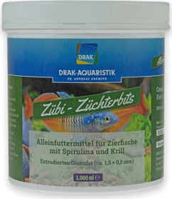 DRAK-Aquaristik Zübi, Züchter-Bits mit Spirulina und Krill, Dose, 1l