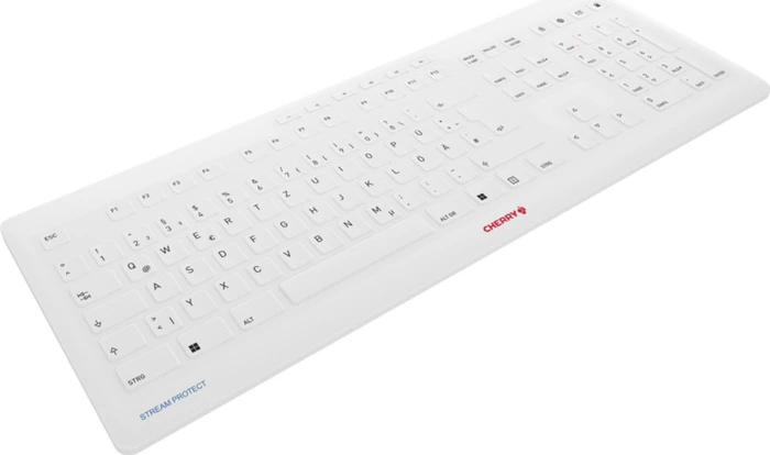 Cherry Stream Protect Keyboard Wireless-grau, weiß/grau, USB, DE
