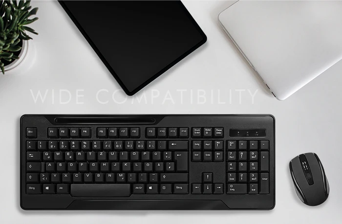 LogiLink 2.4GHz Funk Tastatur & Maus Combo Set schwarz, USB, DE