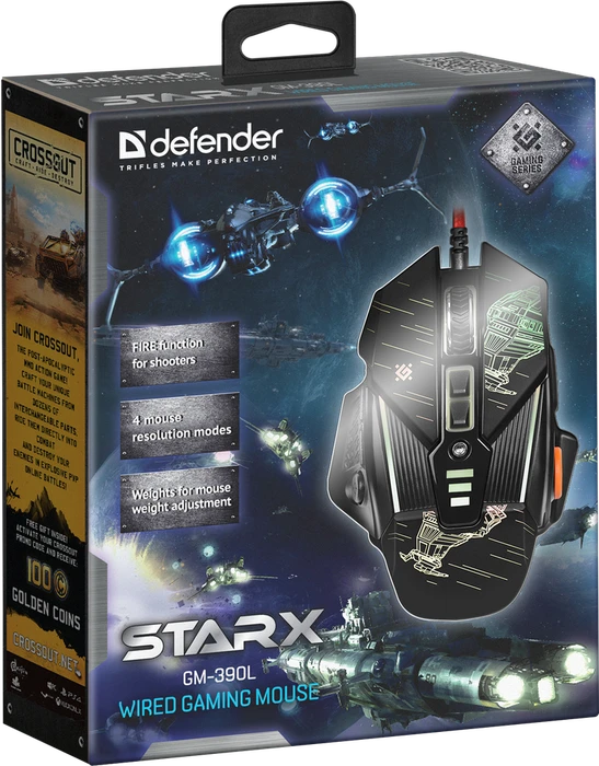 Defender sTarx GM-390L RGB Gaming Mouse schwarz, USB
