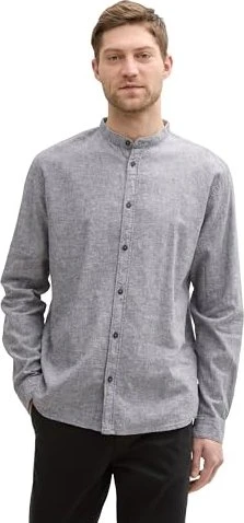 Tom Tailor Regular Fit Leinenanteil Hemd langarm tarmac grey/chambray (Herren)