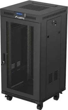 Lanberg 19" Rackschrank 22HE, LCD, freistehend, Flat Pack, V2, Gitternetztür, IP20, RAL 9004, 600mm tief