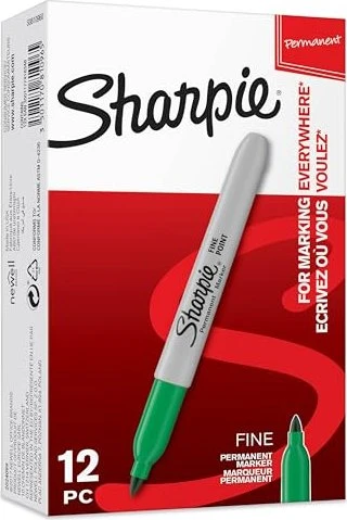 Dymo Sharpie - Marker - permanent - Grün - farbstoffbasierte Tinte - 0.9 mm - fein (Packung mit 12)