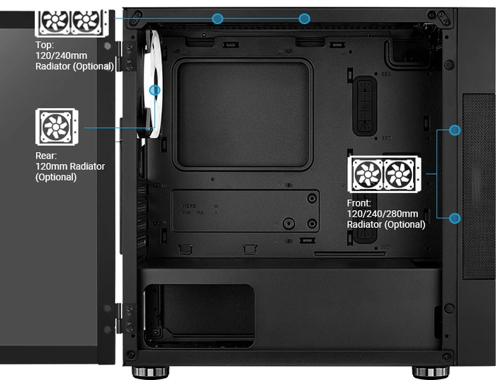 AeroCool Atomic, inkl. GPU-Halterung, Glasfenster