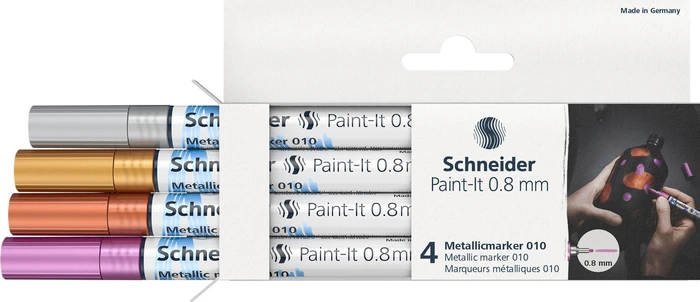 Schneider Paint-It 010 0.8mm Metallicmarker violett/kupfer/gold/silber, 4er-Set