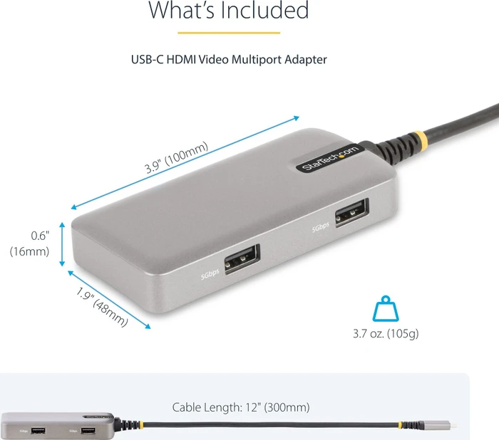 StarTech USB-C 5-in-1 Multiport-Adapter, USB-C 3.0 [Stecker]