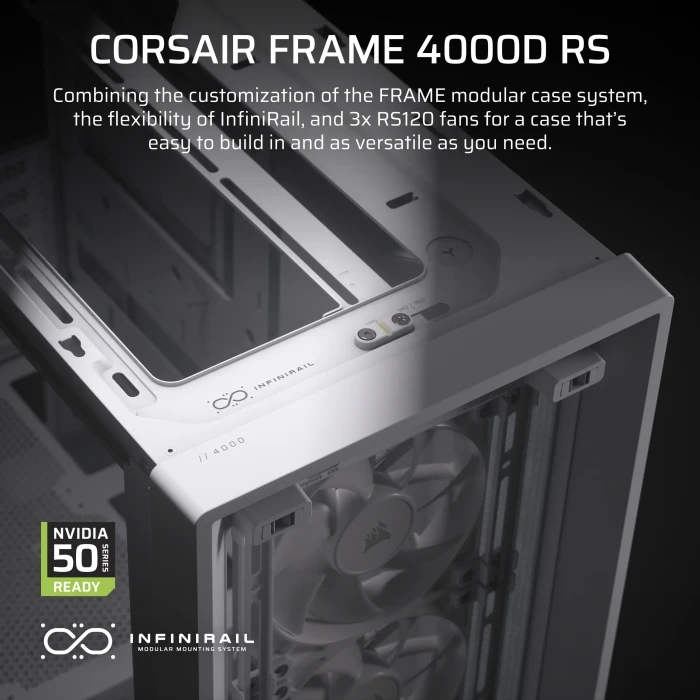 Corsair Frame 4000D RS, weiß, Glasfenster