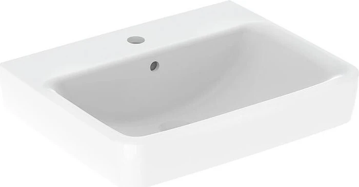 Geberit Renova Plan Waschtisch 65cm, Hahnloch mittig, mit Überlauf, weiß