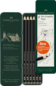 Faber-Castell Pitt Graphite Matt Bleistift sortiert, Metalletui, 6er-Set