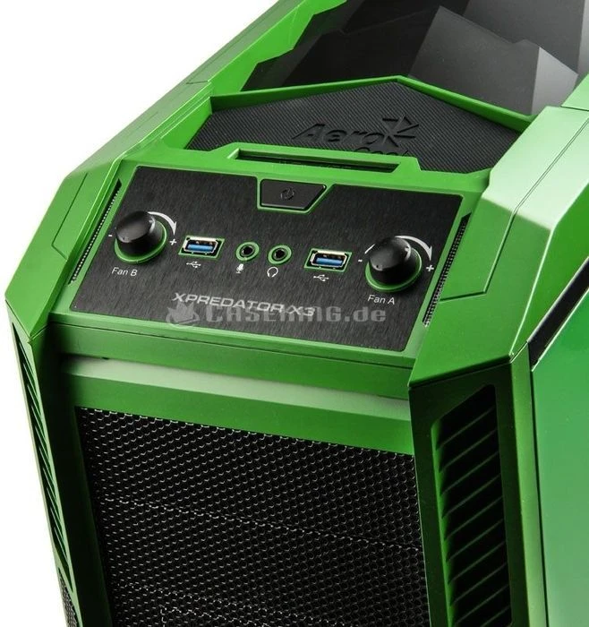 AeroCool XPredator X3 GB Edition grün/schwarz, Acrylfenster