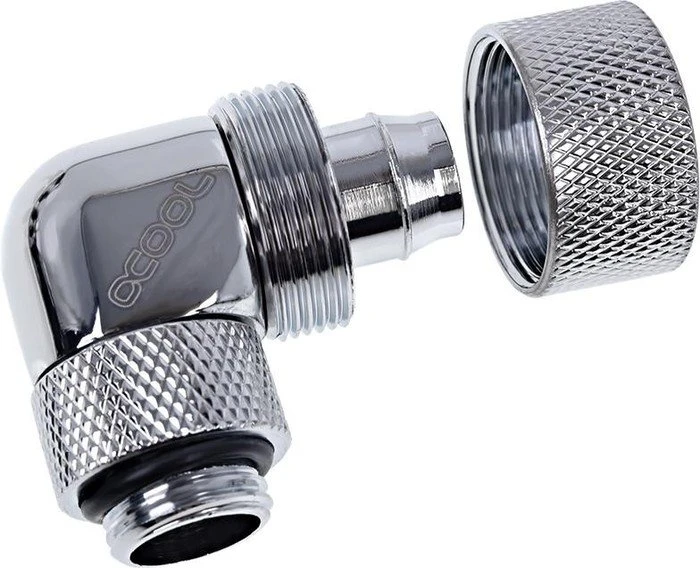 Alphacool Eiszapfen 90° Schlauchanschluss G1/4" auf 16/10mm, verchromt