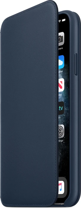 Apple Leder Folio Case für iPhone 11 Pro Max tiefseeblau