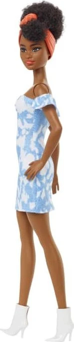 Mattel Barbie - Fashionistas Barbie im schulterfreien Jeans-Kleid mit Bandana