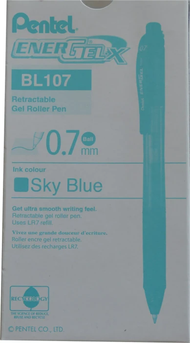 Pentel EnerGel X BL107 0.7mm/0.35mm Gelroller hellblau/transparent, 12er-Pack