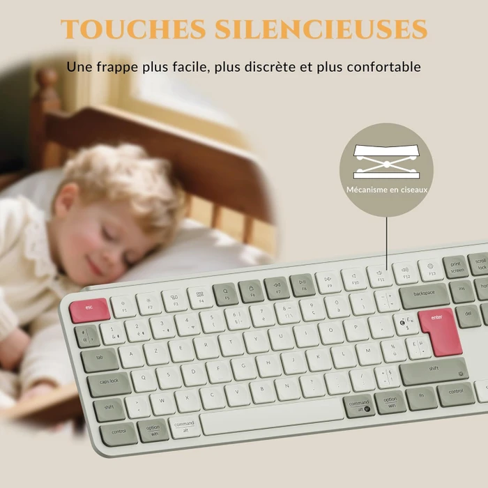 Keychron B6 Pro Ultra-Slim Wireless, Vintagerot, USB/Bluetooth, FR