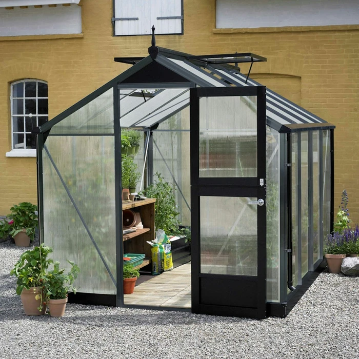 Juliana Compact 8.2m² 10mm Polycarbonat Gewächshaus anthrazit/schwarz