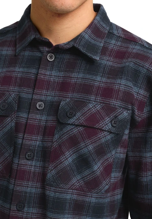 Jack Wolfskin Baja Flannel Hemd langarm check dark navy (Herren)