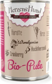Herzens Hund Bio Pute mit Bio Gemüse, 4.80kg (12x 400g)
