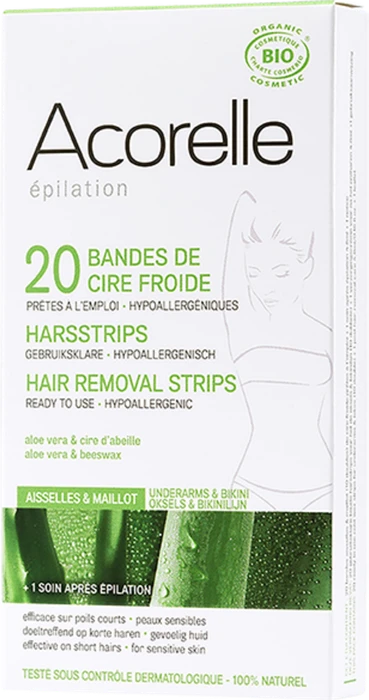 Acorelle Underarms & Bikini Kaltwachsstreifen, 20 Stück