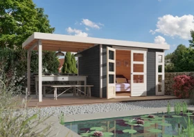 Karibu Kerko 4 Gartenhaus inkl. Anbau 2.8m terragrau