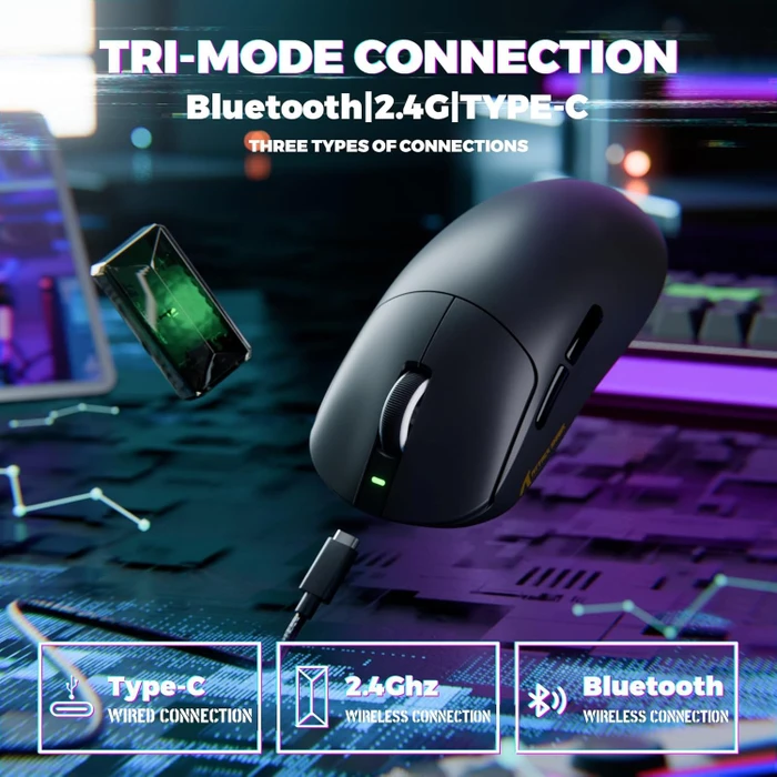 Attack Shark X8 Ultimate 8KHz Tri-mode Wireless Gaming Mouse, schwarz, USB/Bluetooth