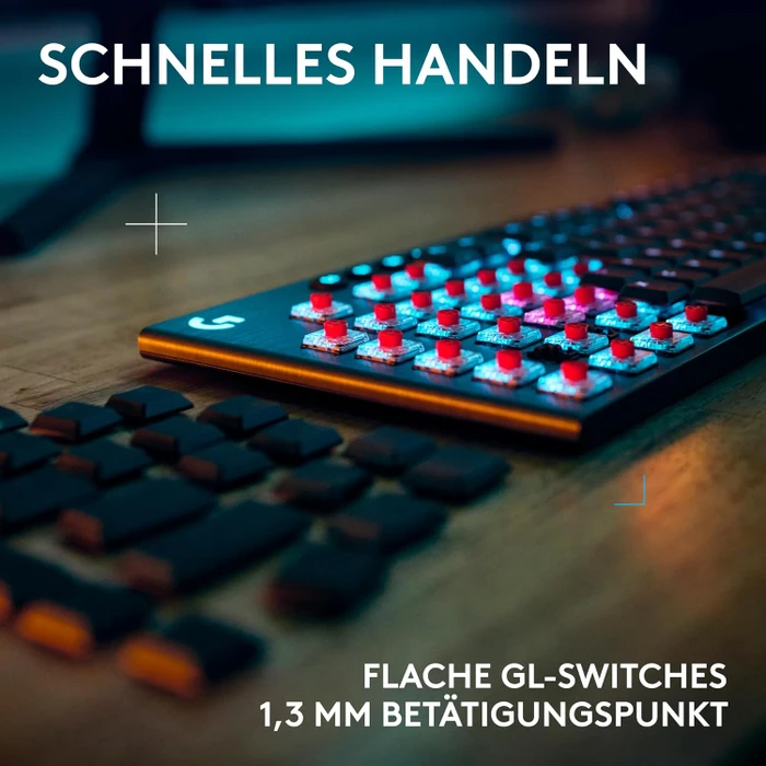 Logitech G915 X Lightspeed, schwarz, LEDs RGB, GL TACTILE, USB/Bluetooth, IT