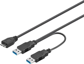 goobay USB 3.0 Y-Kabel 2x USB-A 3.0 [Stecker]/USB 3.0 Micro-B [Stecker] schwarz, 0.3m (95746)