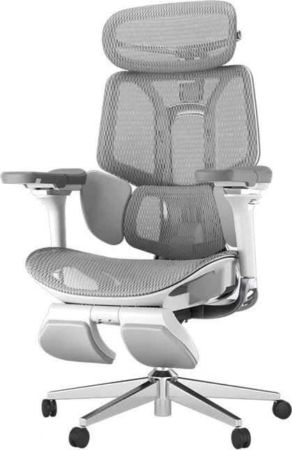 Hbada E3 Pro Ergonomischer Bürostuhl mit Fußstütze, grau/weiß