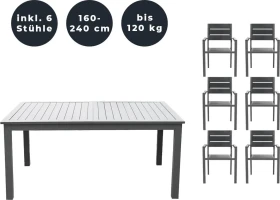 Home Deluxe Casa Madera Gartenmöbel-Set anthrazit, 7-tlg.