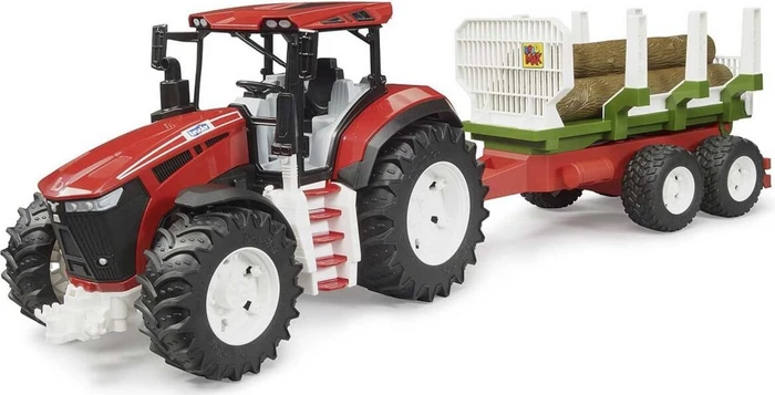 Bruder Roadmax Traktor mit Rückeanhänger und 3 Baumstämmen