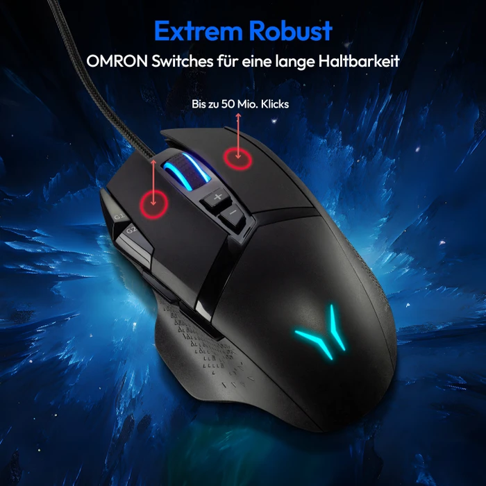 Medion Erazer Wizard P20 Gaming Mouse, schwarz, USB