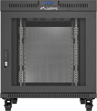 Lanberg 19" Rackschrank 15HE, LCD, freistehend, Flat Pack, V2, Gitternetztür, IP20, RAL 9004, 1000mm tief
