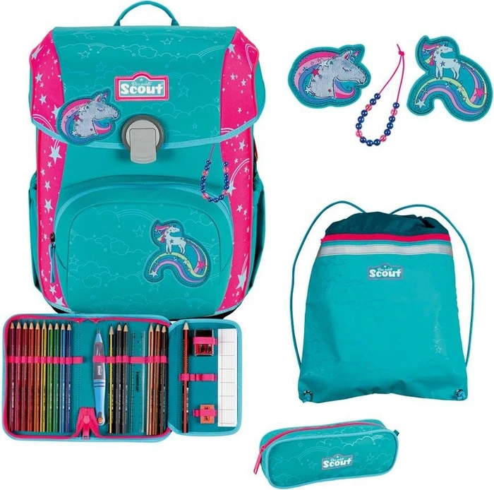 Scout Neo Superflash Extreme Unicorn Schultaschen-Set, 4-tlg.