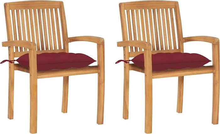 vidaXL Teak Stapelsessel-Set, 2-tlg.